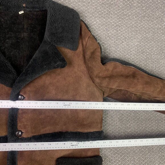 Vintage Sheepskin Jacket Coat Men's 46 Brown Shearling Marlboro Man XL - Picture 6 of 14
